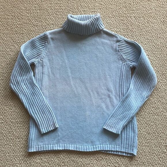 Charter Club Turtleneck Sweater Pale Blue Medium Pullover Ribbed Long Sleeve EUC - Picture 1 of 8
